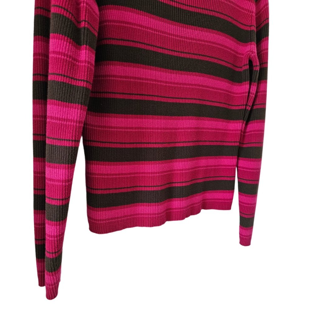 Petite Sophisticate LS Striped Ribbed Turtleneck Top | Like New | SP | Pink BRN - Picture 8 of 15